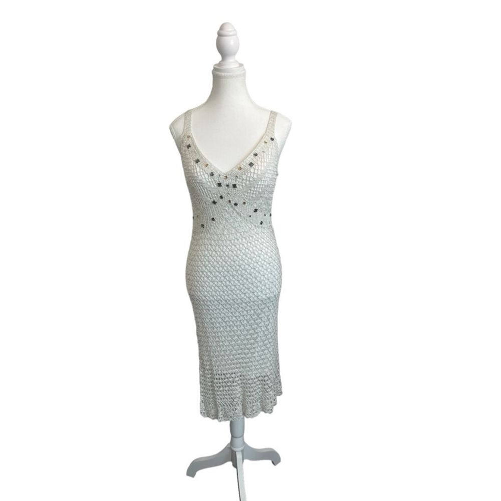 White Crochet Midi Dress Small Bridal Engagement Photo Shoot